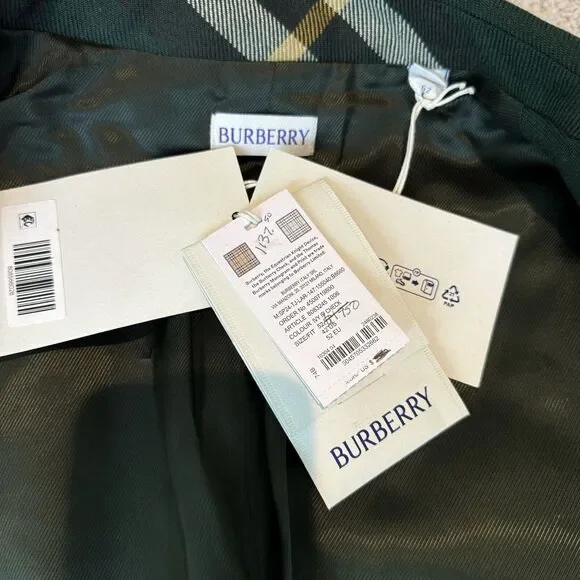 Burberry Green Nova Check Wool Single Breasted Sport Coat Jacket 52R NEW Blazer